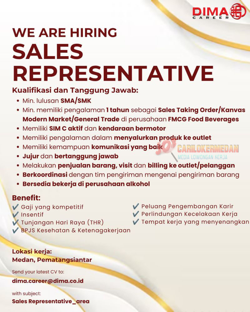 Loker SMA SMK Di PT Dima Indonesia Medan Siantar 2026
