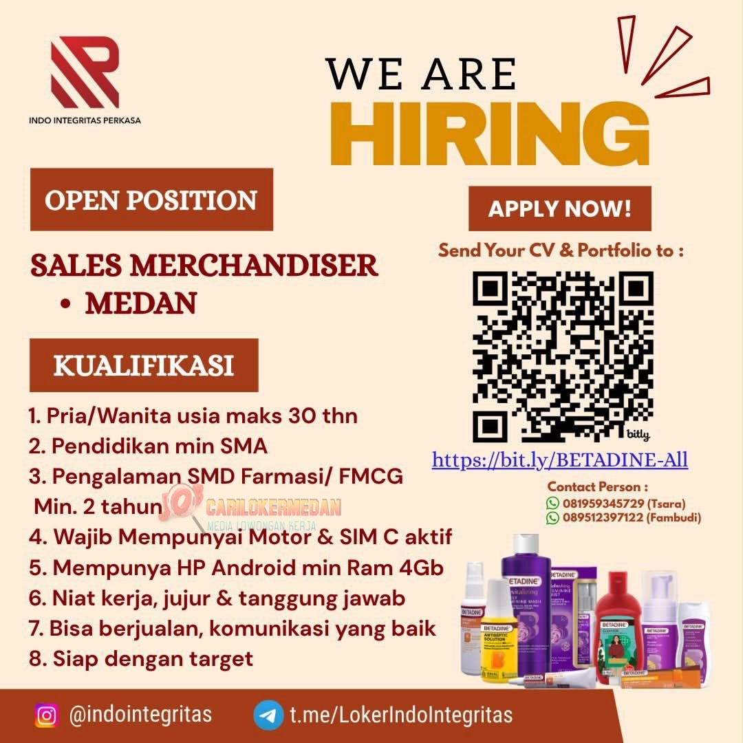 Loker SMA SMK Di PT Indo Integritas Perkasa Medan Agustus 2026