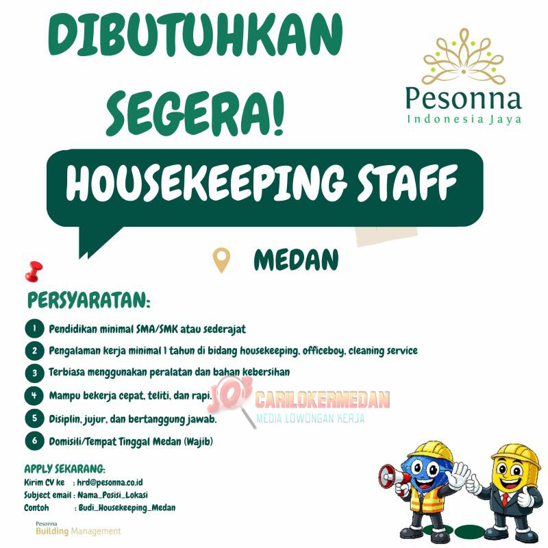 Loker SMA SMK Di PT Pesonna Indonesia Jaya Medan Agustus 2026