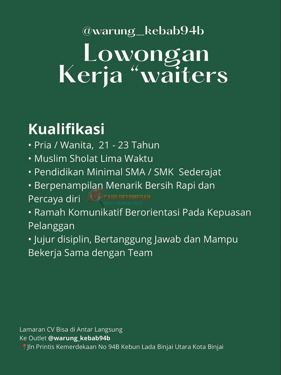 Loker SMA SMK Di Warung Kebab Binjai By Al-Barra Agustus 2026