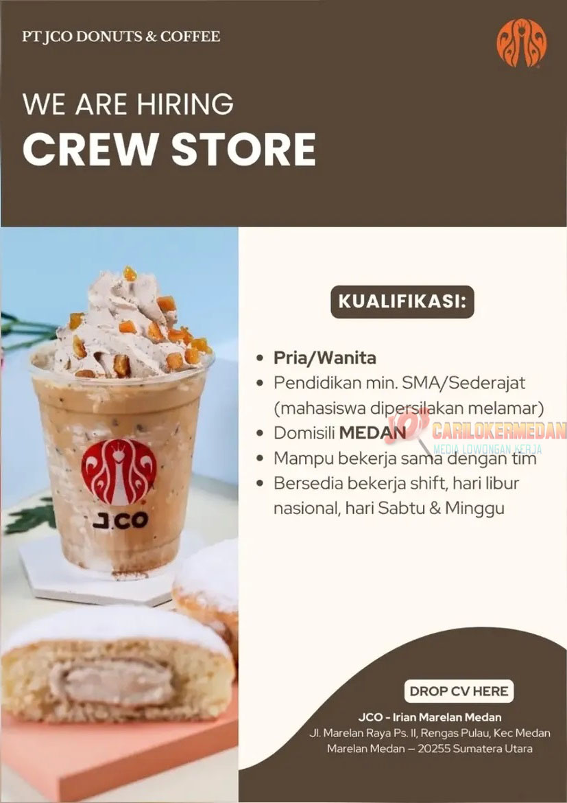 Loker SMA SMK Tamatan Di PT JCO Donuts & Coffee Medan