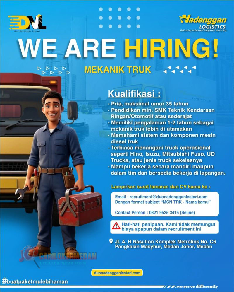 Loker SMK Di PT Duo Nadenggan Lestari Medan Agustus 2026