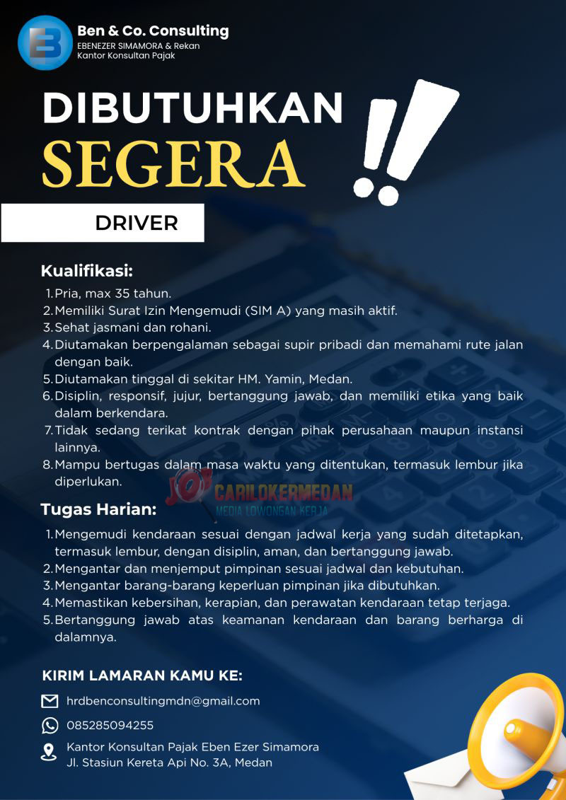 Lowongan Kerja Di Ben & Co Consulting Medan Agustus 2026 1