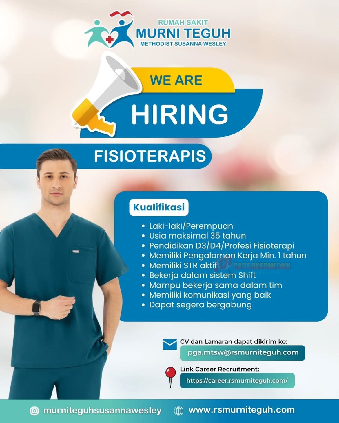 Loker D3 D4 S1 Di RSU Murni Teguh Methodist Susanna Wesley Medan September 2026
