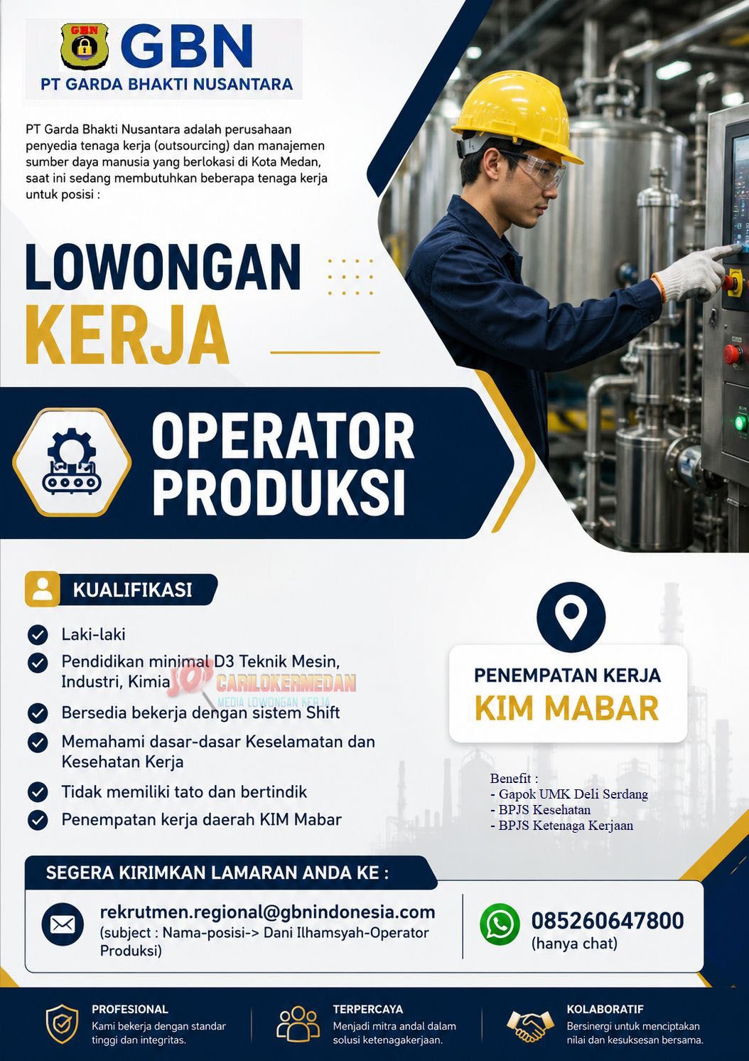 Loker D3 S1 Di PT Garda Bhakti Nusantara Medan September 2026