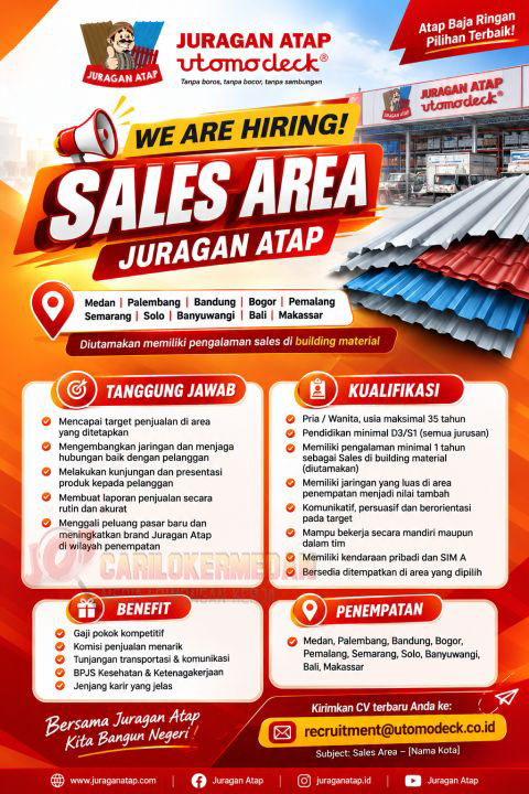 Loker D3 S1 Di PT Juragan Atap Indonesia Medan September 2026