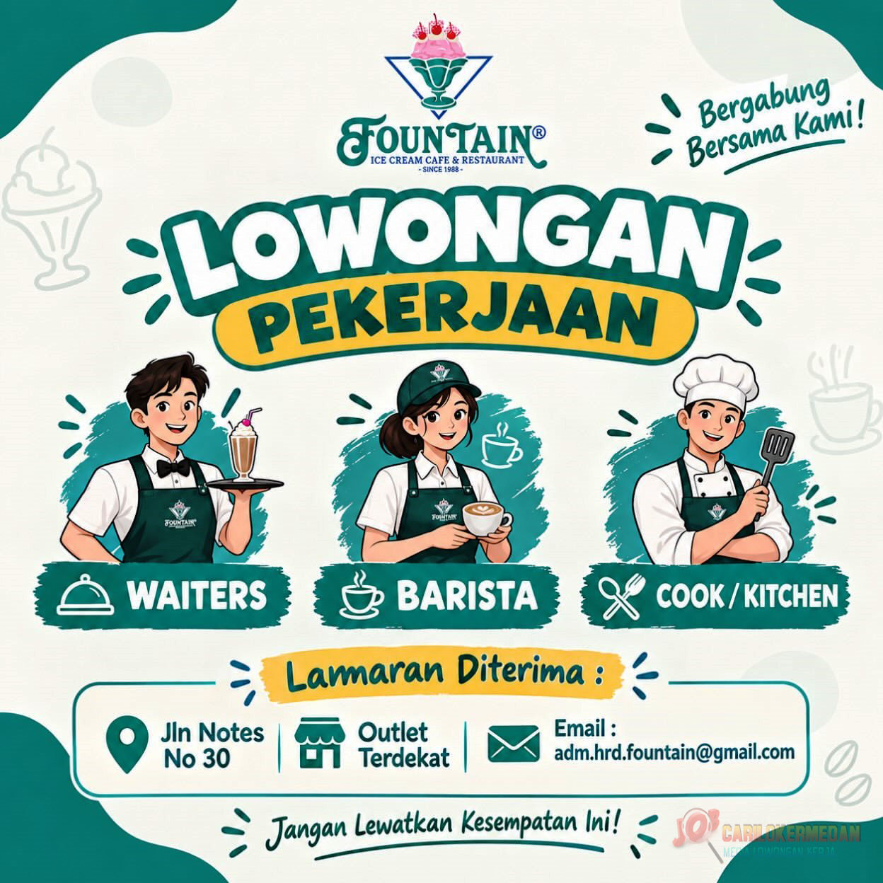 Loker Di Fountain Ice Cream Cafe & Restaurant Medan September 2026