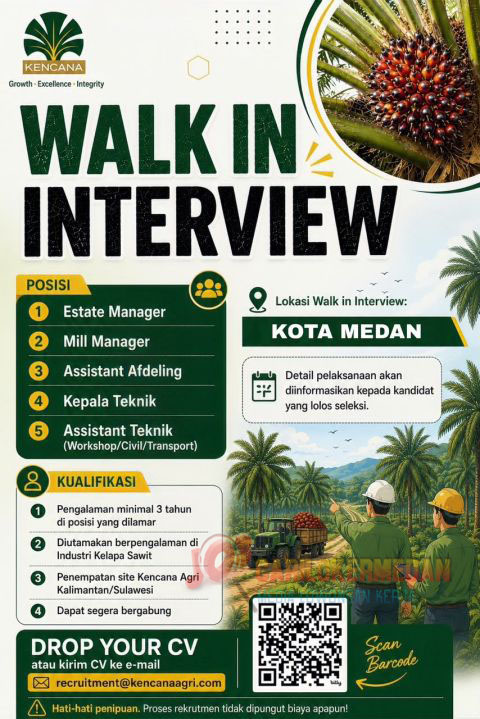 Loker Di Kencana Agri Limited KAGR Kota Medan September 2026