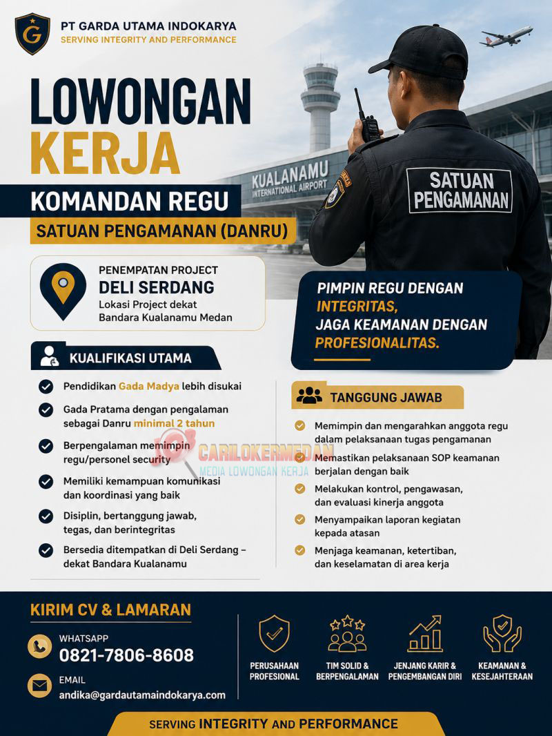 Loker Di PT Garda Utama Indokarya Deli Serdang September 2026
