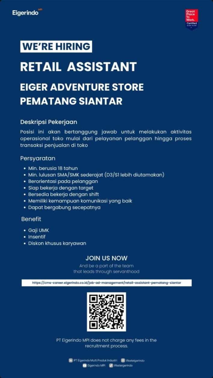 Loker SMA SMK D3 S1 Di PT Eigerindo Multi Produk Industri P Siantar September 2026