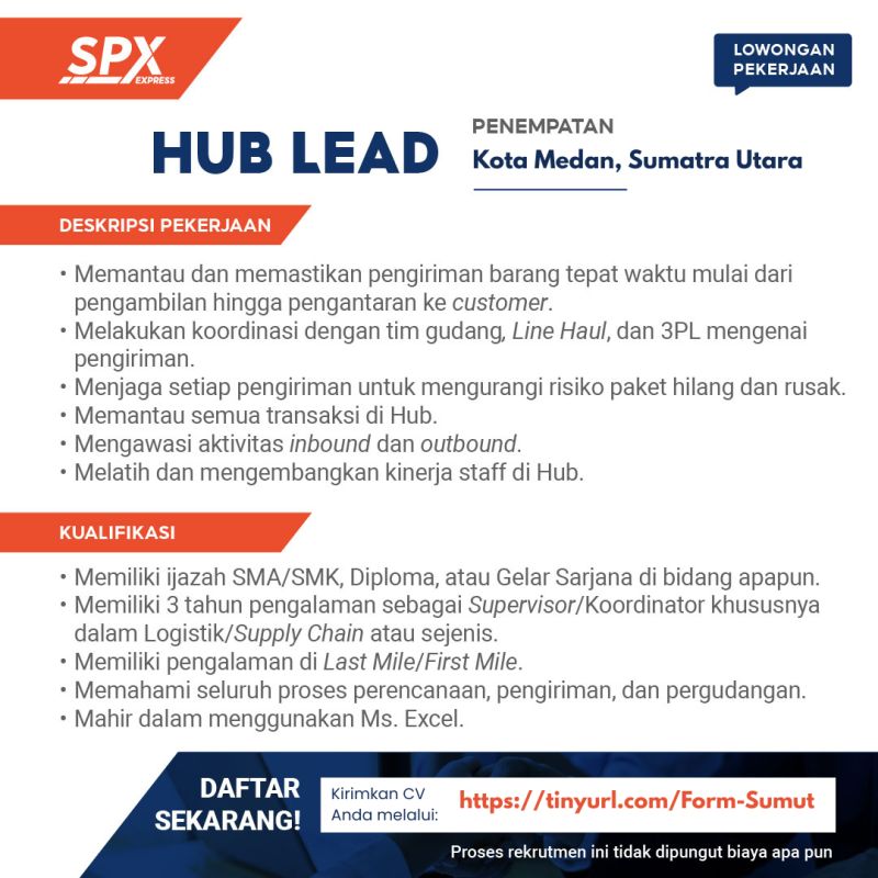Loker SMA SMK D3 S1 Di SPX Express Medan September 2026 1