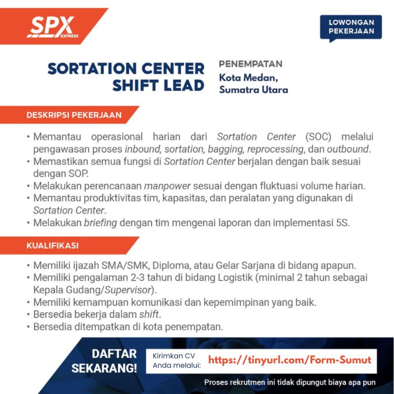 Loker SMA SMK D3 S1 Di SPX Express Medan September 2026 2