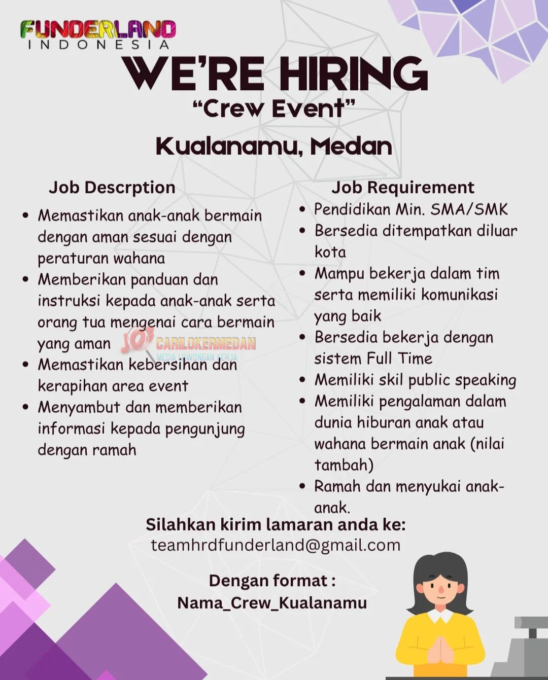 Loker SMA SMK Di Funderland Indonesia Medan September 2026 2