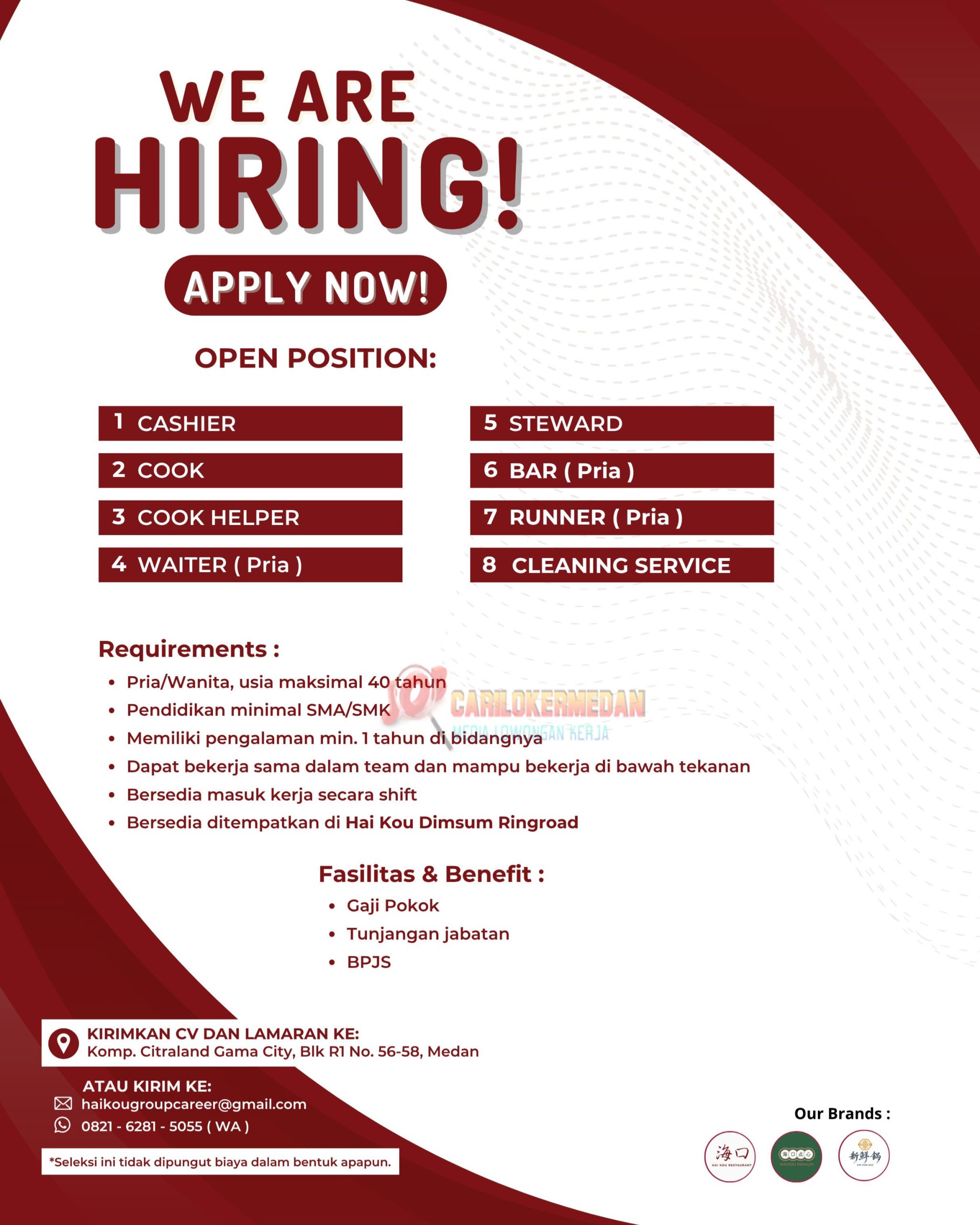 Loker SMA SMK Di PT Hai Kou Group Medan September 2026 2