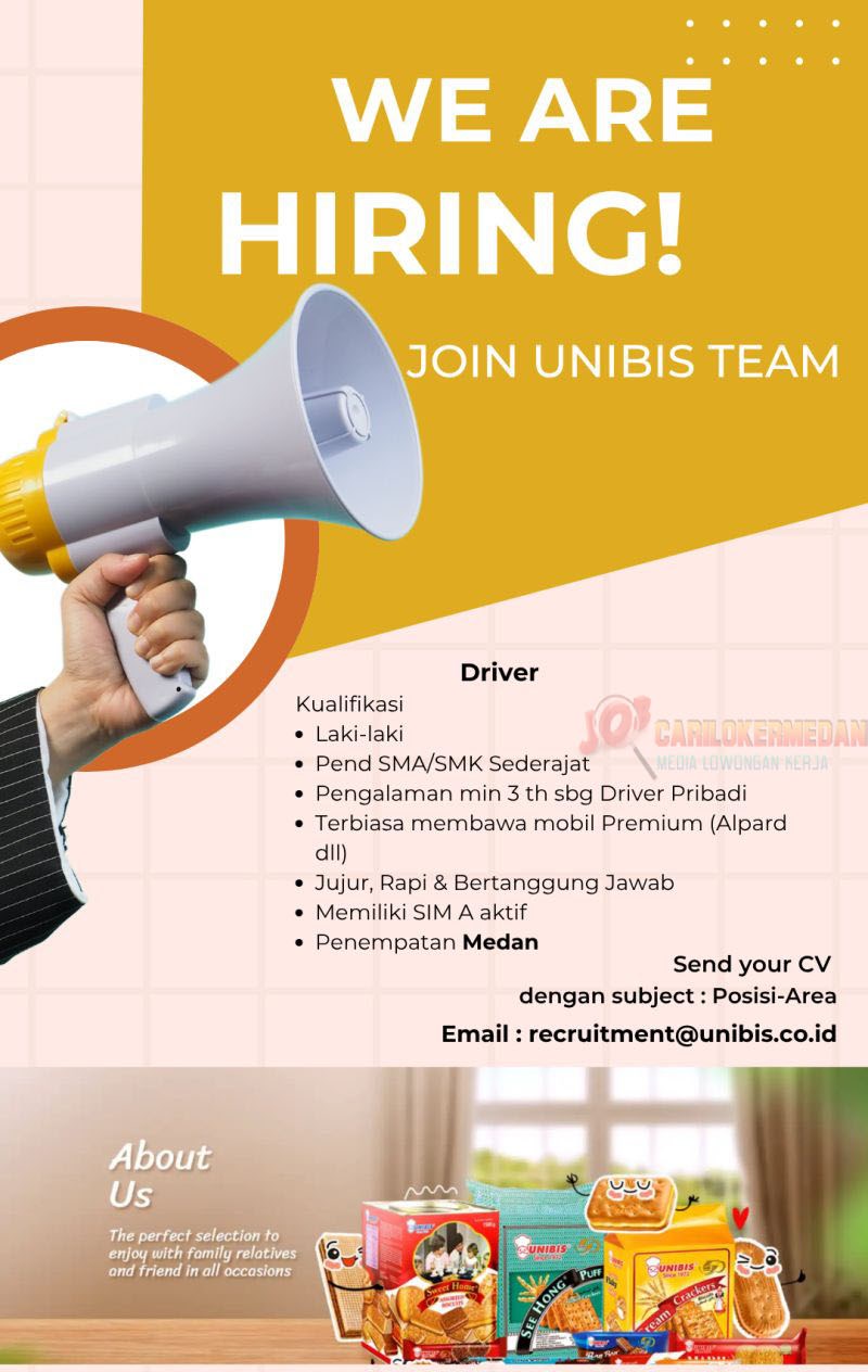 Loker SMA SMK Di PT Universal Indofood Product Medan September 2026