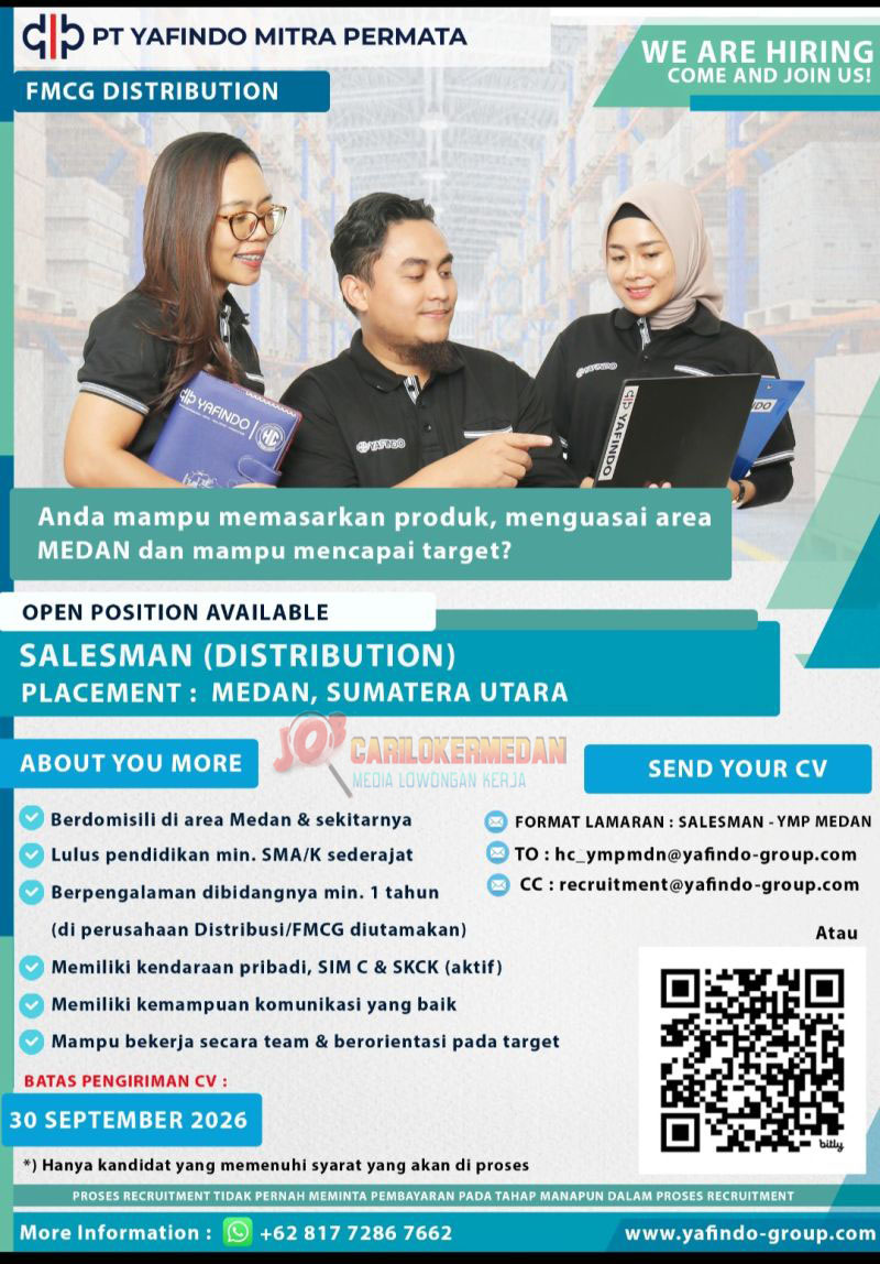 Loker SMA SMK Di PT Yafindo Mitra Permata Medan September 2026