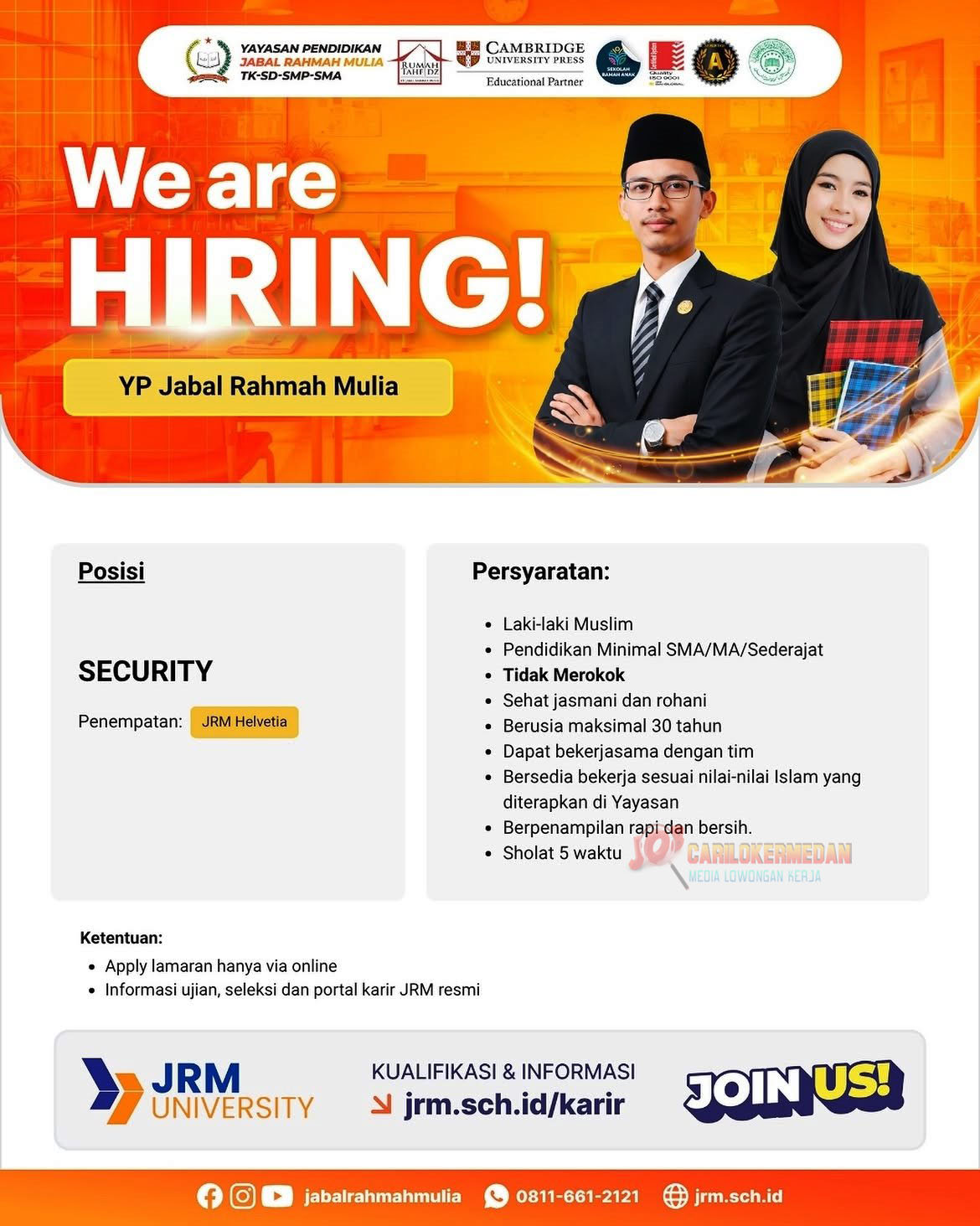 Loker SMA SMK Di YP Jabal Rahmah Mulia Helvetia Medan 2026