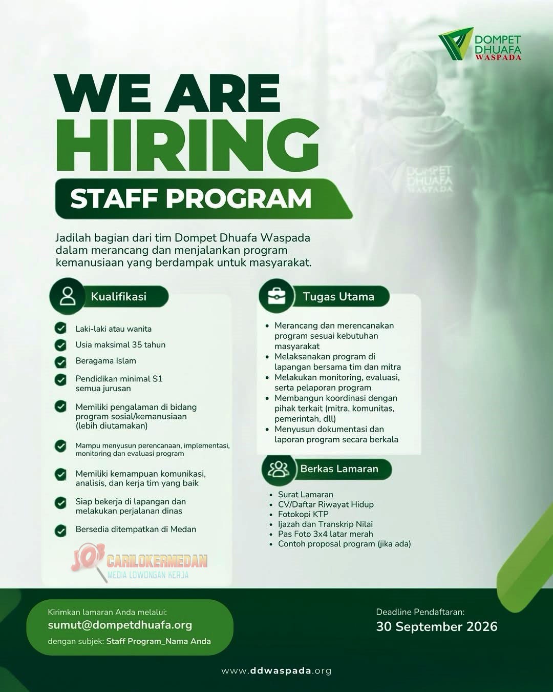 Loker SMA SMK S1 Di Dompet Dhuafa Waspada Medan September 2026 1