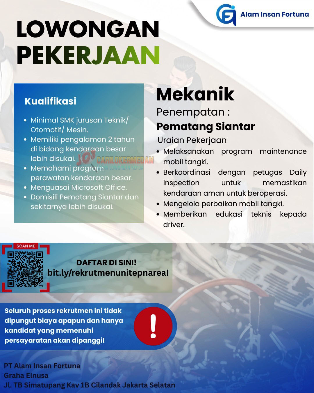 Loker SMK Di PT Alam Insan Fortuna P Siantar September 2026