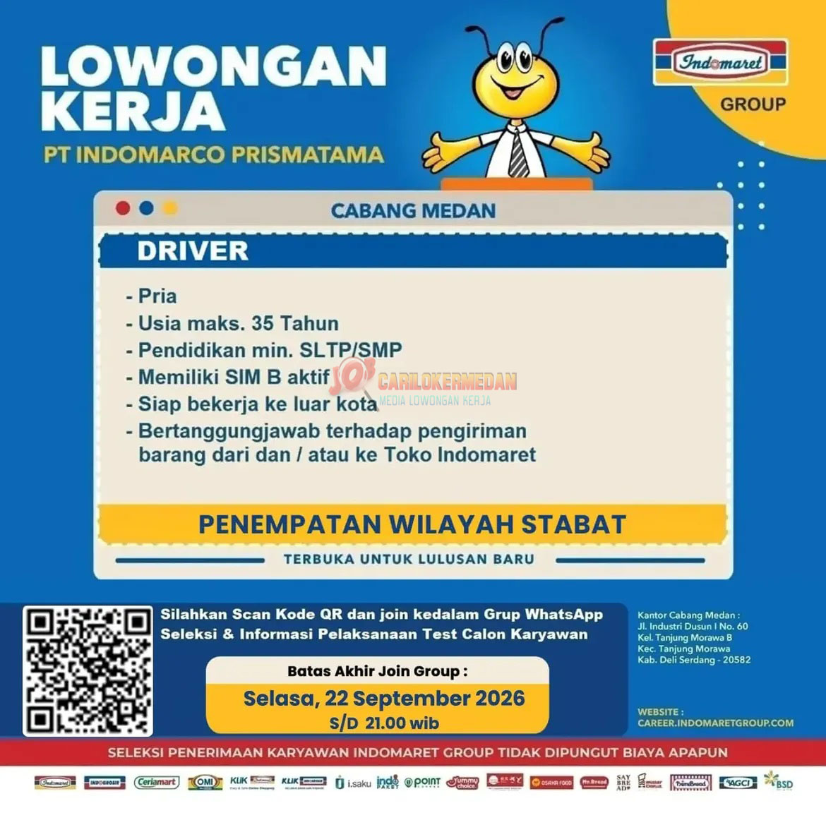 Loker SMP Di PT Indomarco Prismatama Stabat September 2026