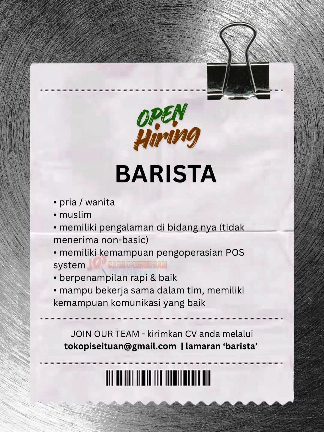 Lowongan Kerja Di Toko Kopi Sei Tuan Medan September 2026 1