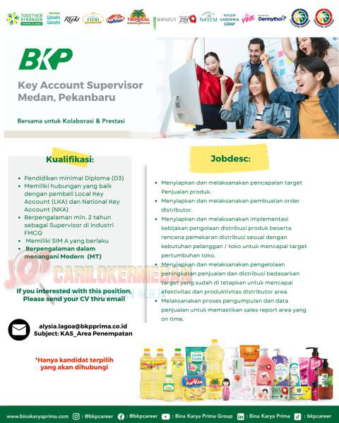 Loker D3 S1 Di PT Bina Karya Prima Group Medan Oktober 2026