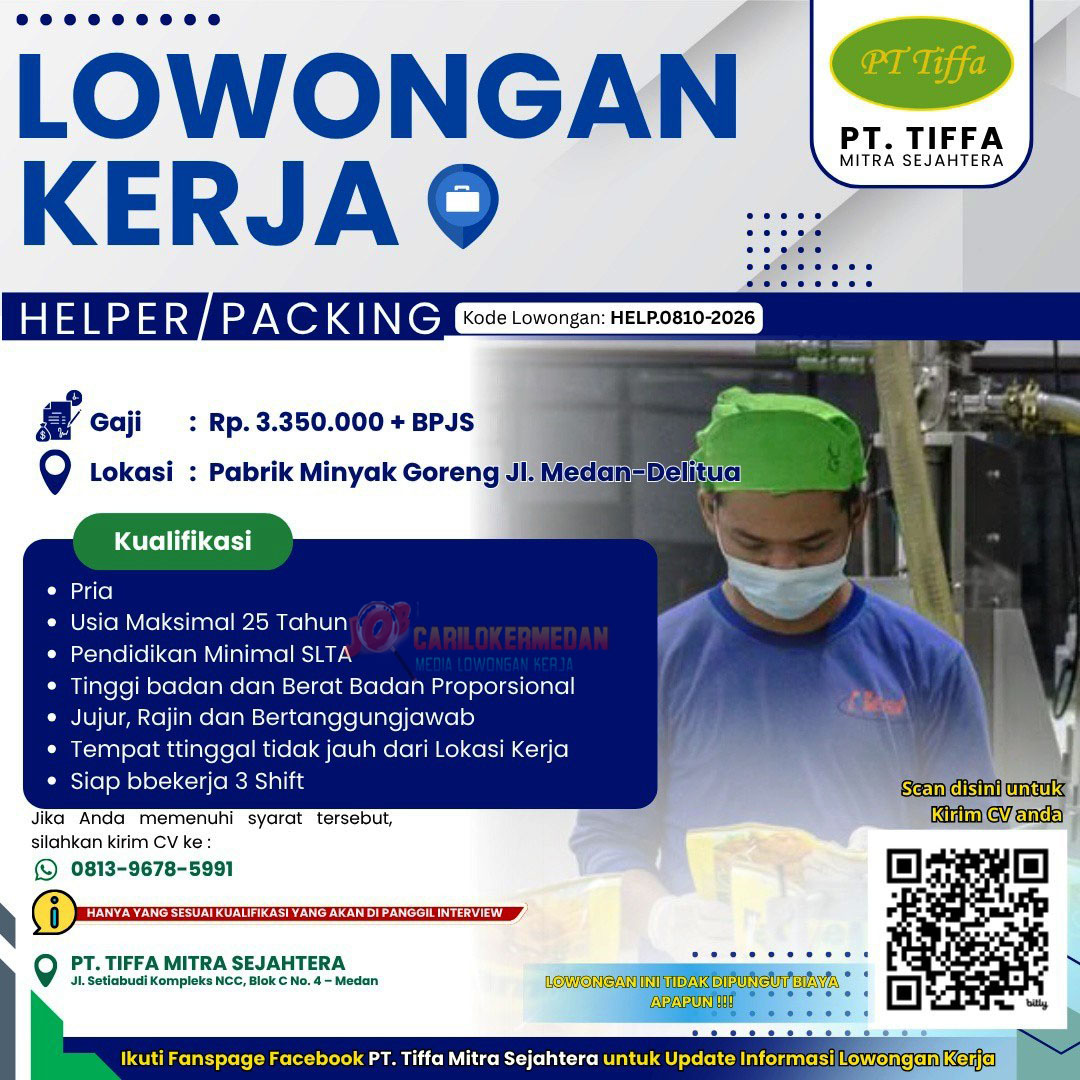 Loker Di PT Tiffa Mitra Sejahtera Medan Oktober 2026 2