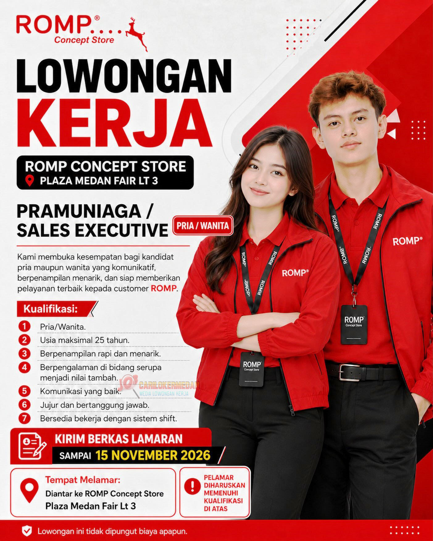 Loker Di ROMP Concept Store Plaza Medan Fair Oktober 2026