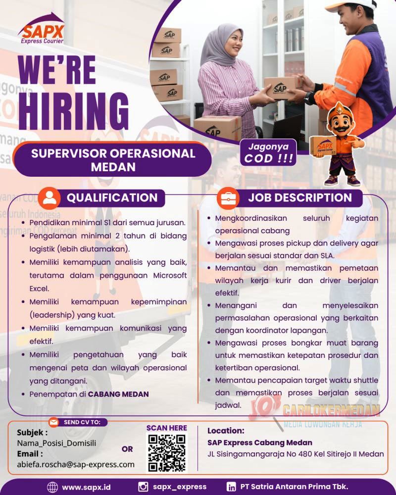 Loker S1 Di PT Satria Antaran Prima Tbk Medan Oktober 2026
