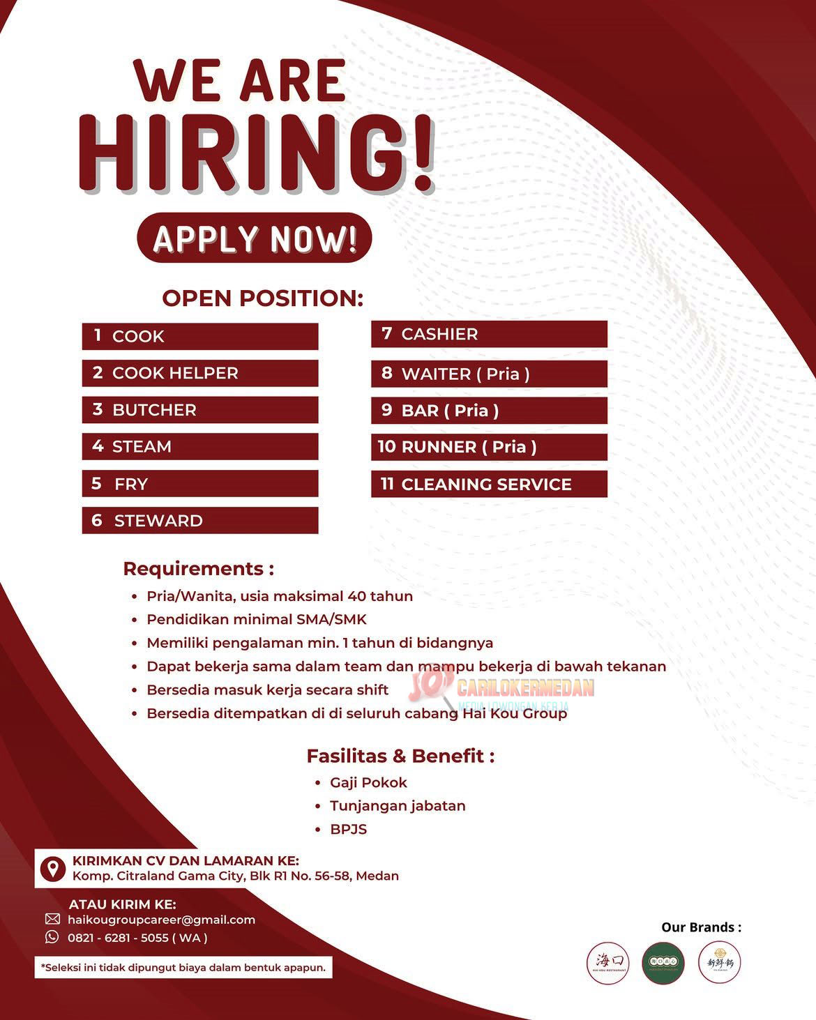 Loker SMA SMK D3 S1 Di PT Hai Kou Group Medan Oktober 2026 2