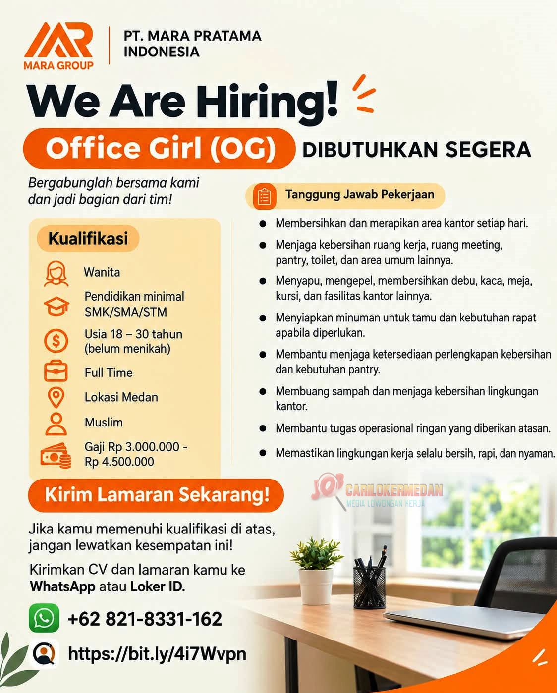 Loker SMA SMK Di PT Mara Pratama Indonesia Medan Oktober 2026