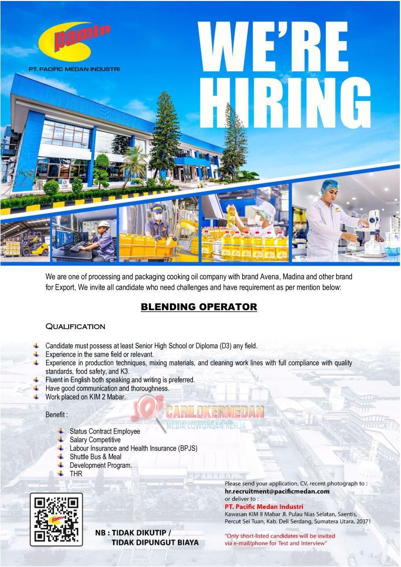 Loker SMK D3 Di PT Pacific Medan Industri KIM 2 Mabar Medan Oktober 2026