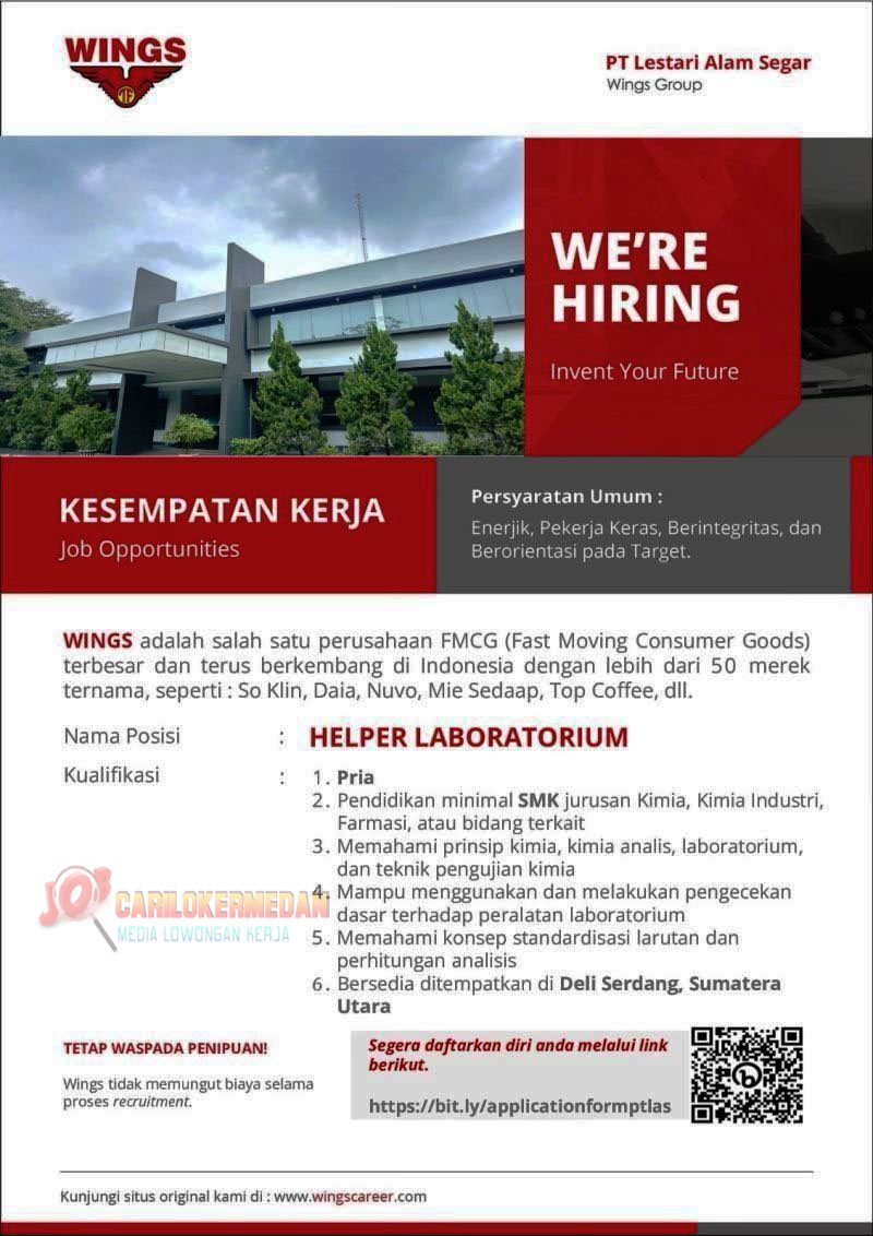 Loker SMK Di PT Lestari Alam Segar KIM 2 Medan Oktober 2026