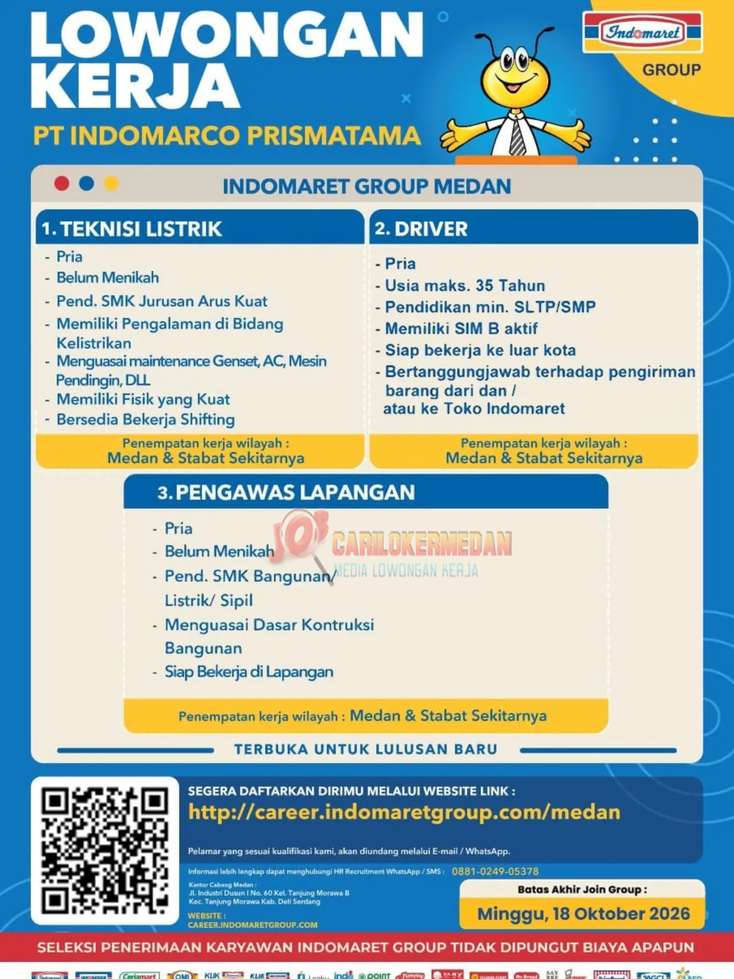 Loker SMP SMA SMK Di PT Indomarco Prismatama Medan & Stabat