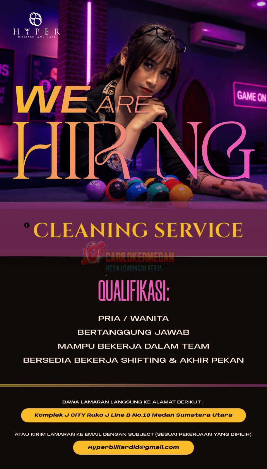 Lowongan Kerja Di Hyper Billiard & Cafe Medan Oktober 2026