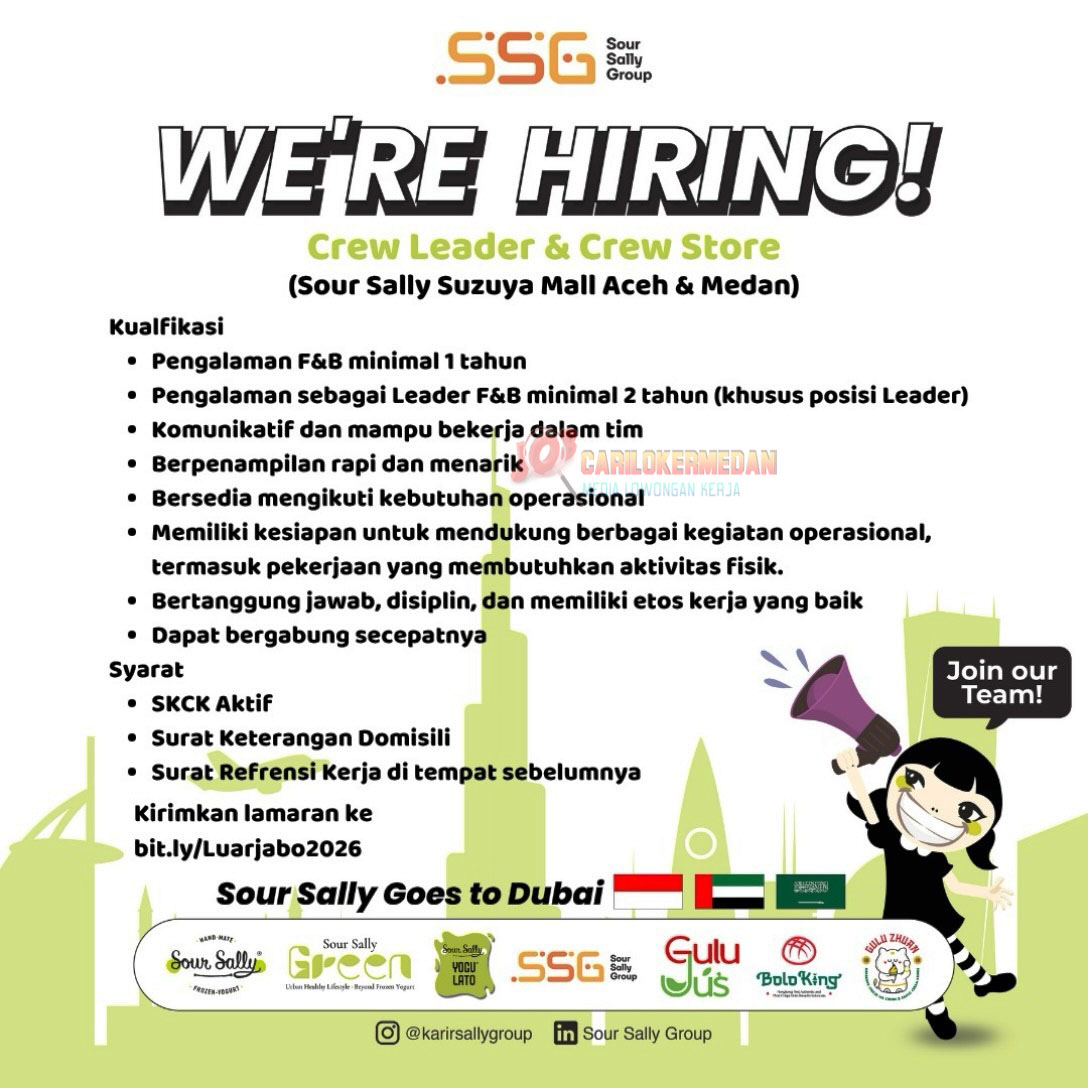 Lowongan Kerja Di Sour Sally Group Medan Oktober 2026